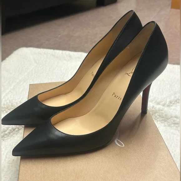 NWT Christian Louboutin Black Apostrophy Nappa Leather 85MM Pumps Size 40 - Picture 2 of 13
